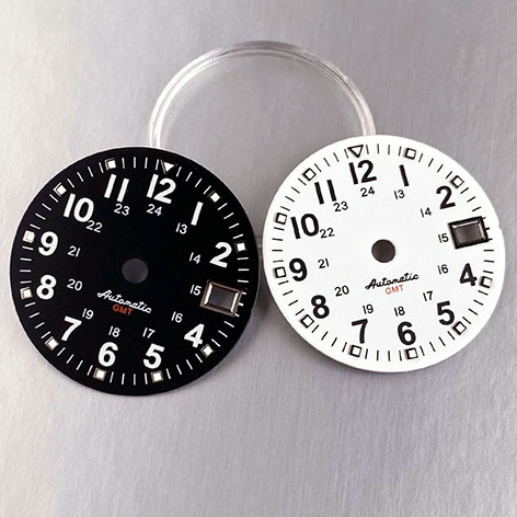 Tandorio 29mm GMT Retro Black/White 24-Hour Arabic Numeral Luminous Watch Dial fit NH34 NH34A Automatic Movement Watch Parts