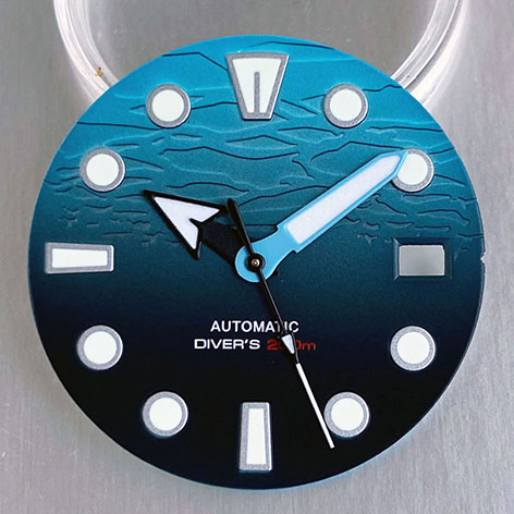 Sterile Blue Mods Watch Dial Face 29mm for NH35 NH36 Movement Green Luminous Sky Blue Hands Set for Diving Men Watchmaking Tools