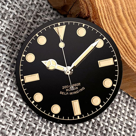 Black Vintage Watch Dial Face 29mm for NH35A ETA2824 PT5000 Miyota 8215 821A Movement Luminous Marks Hands Set Watch Parts