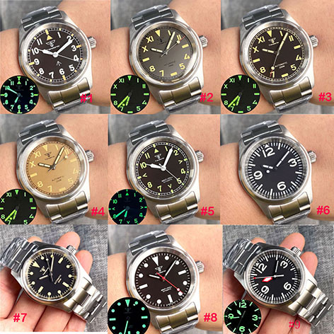 Tandorio 36mm Dive Field Watch Men Seiko NH35A/PT5000 Mechanical Wristwatch Pilot Waterproof Watches Green Luminous Sapphire Glass