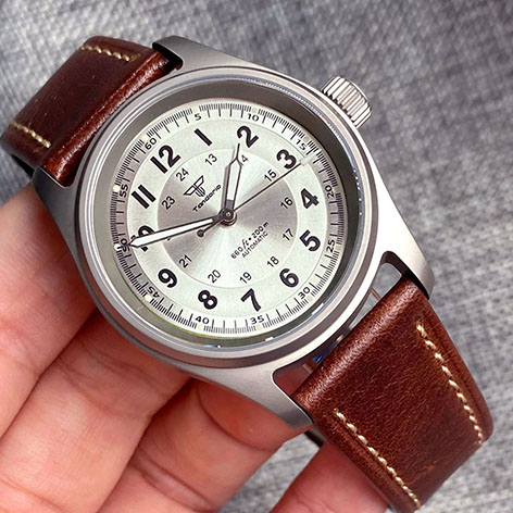 36mm T2 Titanium Case Pilot Watch NH35/PT5000 Automatic Movement 200m Waterproof Sapphire Glass Mens Watch Luminous Marks