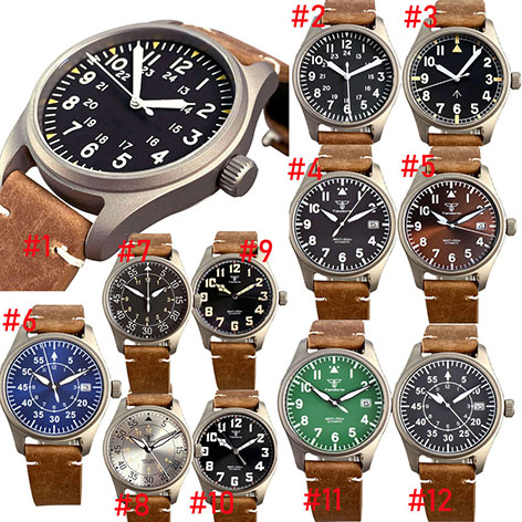 New Tandorio Pilot 39mm Titanium Watch NH35 Movement 200M Waterproof Luminous Diving Automatic Mens Watch Sapphire Glass Brushed