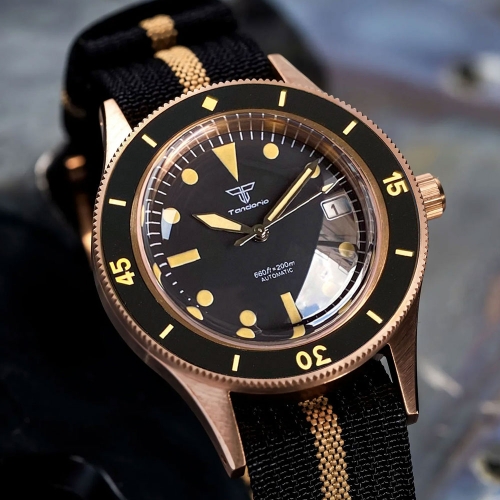 50-Fathoms 40mm Tandorio Retro Watch For Men Luminous Bezel NH35A Automatic 20ATM Waterproof Sapphire Glass Rotating