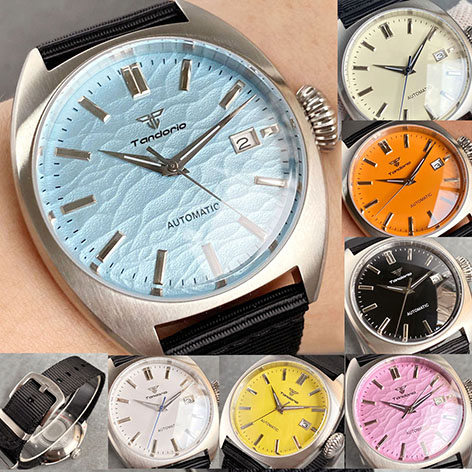 Tandorio 40mm Pilot Cream Pink Black Dial 200m Waterproof NH35A Automatic Mechanical Watch Men Wristwatch Domed Sapphire Glass
