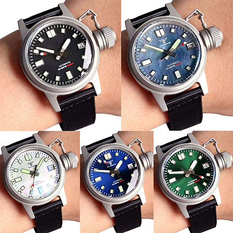 Diver Watch Men Frog Man 36mm Automatic Wristwatch Domed Sapphire Glass NH35A Movtment Big Crown Nylon Band Luminous Marks