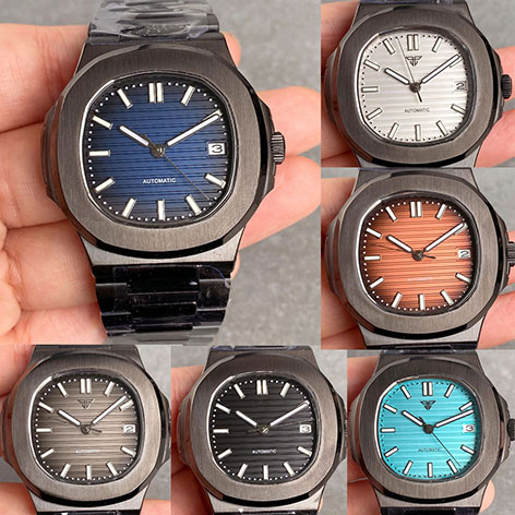 New 40mm Rose Gold Square NH35A Automatic Movement Sporty Classics Retro Men's Watch Sapphire Glass Brushed Case Steel Bracelet