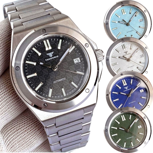 40mm Tandorio New NH35A Automatic Watches Men's Mechanical Watch Sapphire Glass 200m Waterproof Rubber Strap Luminous Dial