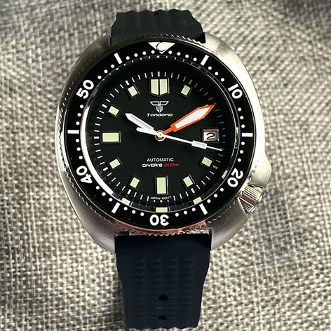 Tandorio NH35A PT5000 Captain Mechanical Watch Men 200M waterproof Dive Orange Hand Sapphire Glass Top Luxury 44MM