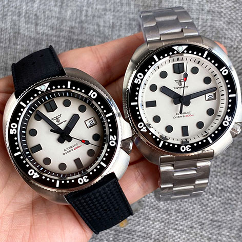 Tandorio Diver Steel Automatic Watch Men 200m Waterproof Turtle Wristwatch NH35A Movement Sapphrie Crystal Relojes Luminous Marks