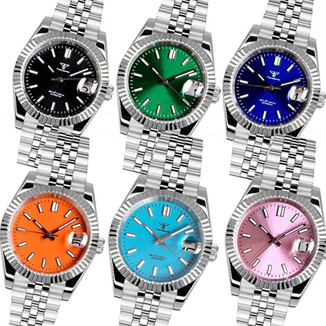 Tandorio Mechanical Watches Blue/Black/Pink/Green Dial Luminous Marks Sapphire Glass NH35A Movement Men's Watches 200m Waterproof