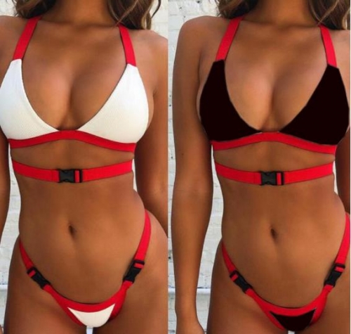 Charming Sexy solid color buckle bikini