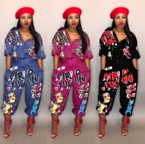 Charming Letter printed jumpsuit