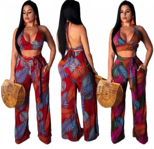 Charming Printed wide-leg pants  set