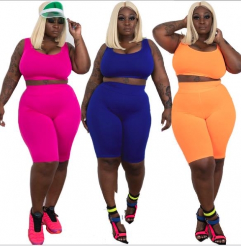 plus size two piece short sets