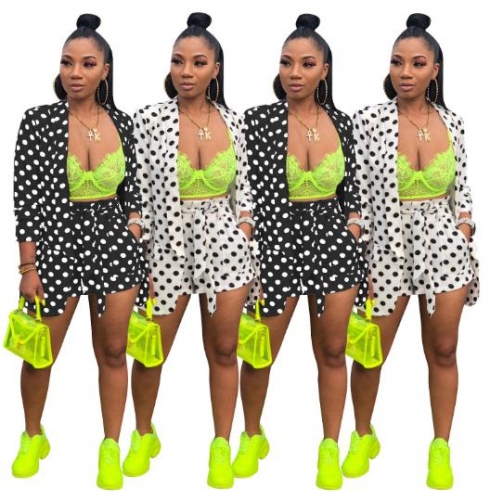 Charming Polka dot printed shorts two-piece suit