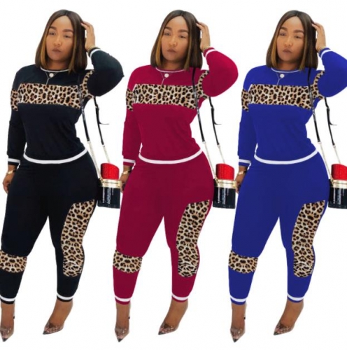 Charming  Leopard stitching pants set