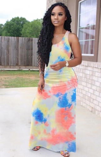 Charming Tie-dyed pleated dress