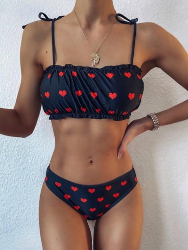 Charming Love print bikini set