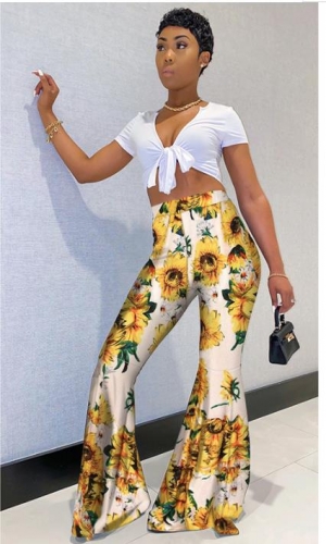 Charming Floral print high waist flared pants