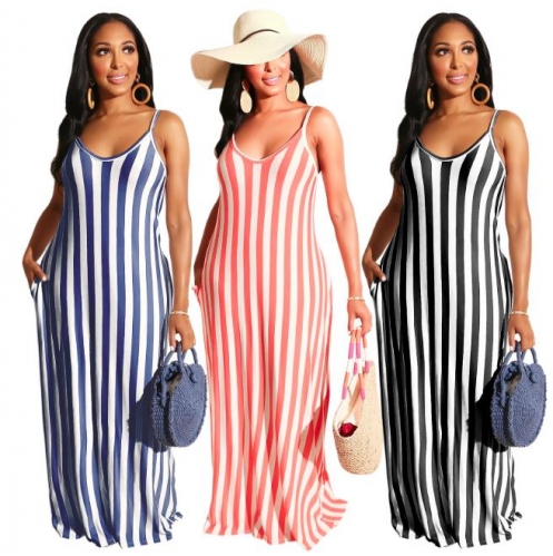 Charming Striped printed stripe loose dress