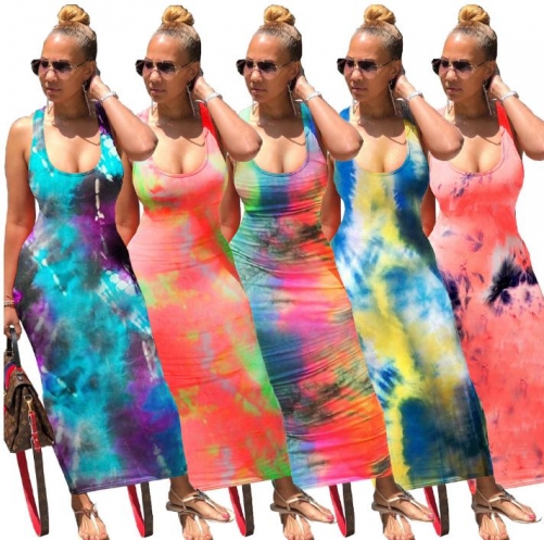 Charming Tie-dye back strap dress