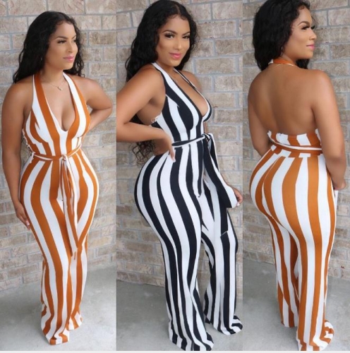 Charming Striped Halter Jumpsuit