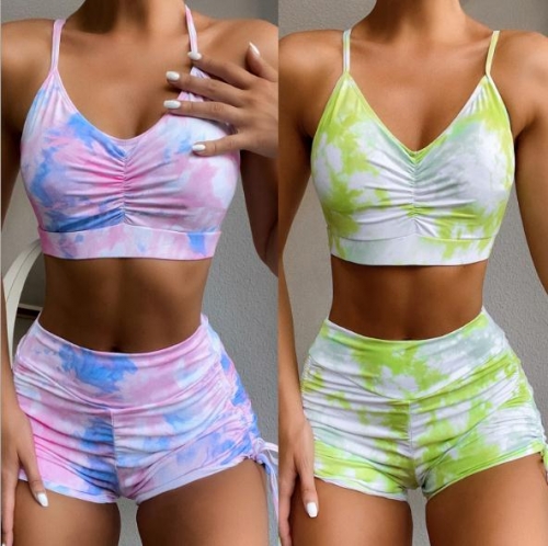 Charming Tie-dye printing two-piece suit