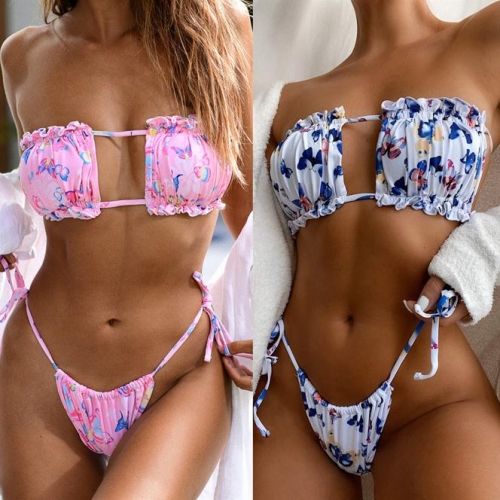 Charming Printed lace bikini set