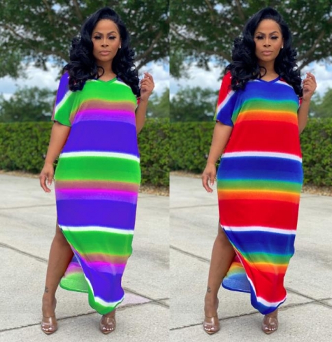 Charming Color stripe printed dress