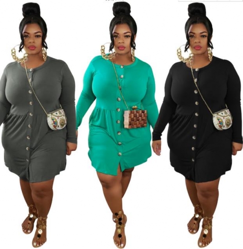 Charming Plus size Round neck cardigan dress