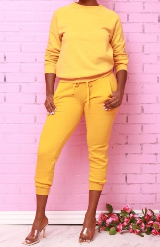 Charming Leisure sports solid color sweater suit