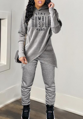 Charming Casual irregular hooded two-piece suit