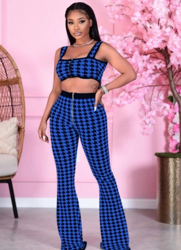 Charming Casual houndstooth print two-piece suit