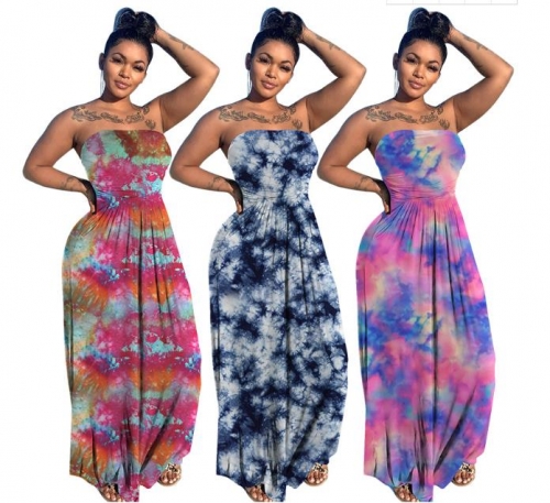 Charming Printed tie-dye wrap breast dress