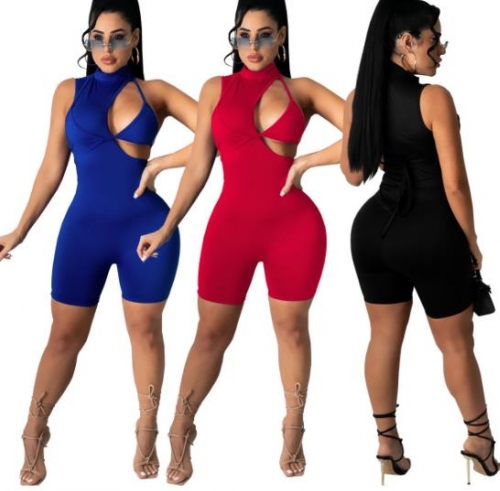 Charming Sexy invisible zipper cutout romper