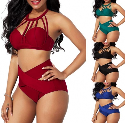 Charming High waist cross bikini suit