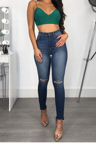 Charming Fashion stretch ripped slim-fit jeans