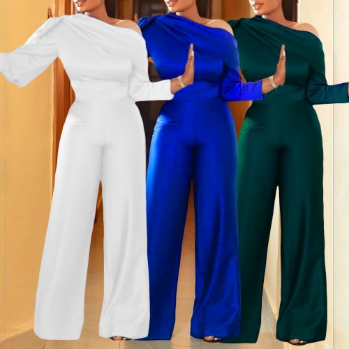 Elegant high waist wide leg temperament commuter jumpsuit