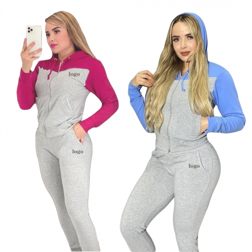 Casual hooded sweatshirt sweatpants suit