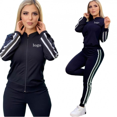 Fashion letter printed zipper pants suit