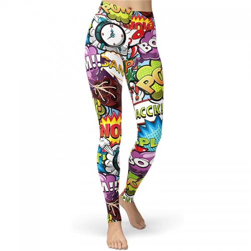 Cartoon Printed Peach Buttocks High Waist Buttocks Yoga Pants