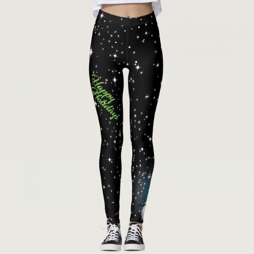 High waist printed stretch tight yoga pants