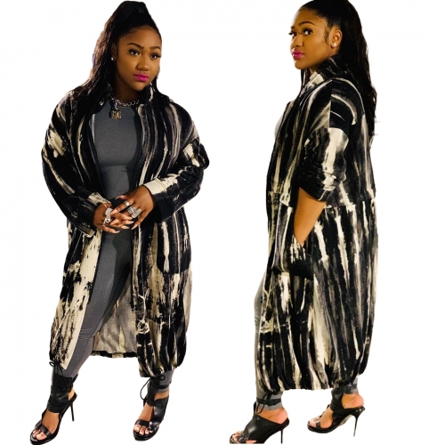 Casual printed zipper windbreaker coat for women
