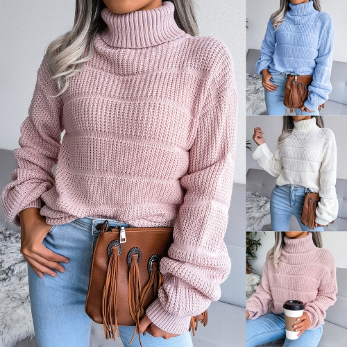 High neck long sleeve casual bottomed knitted sweater
