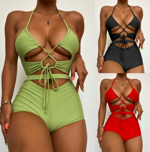 Charming Cutout Lace-Up Bikini Set