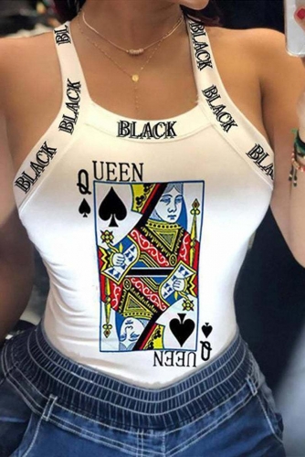 Sexy Camisole Letter Poker Print Tank Top
