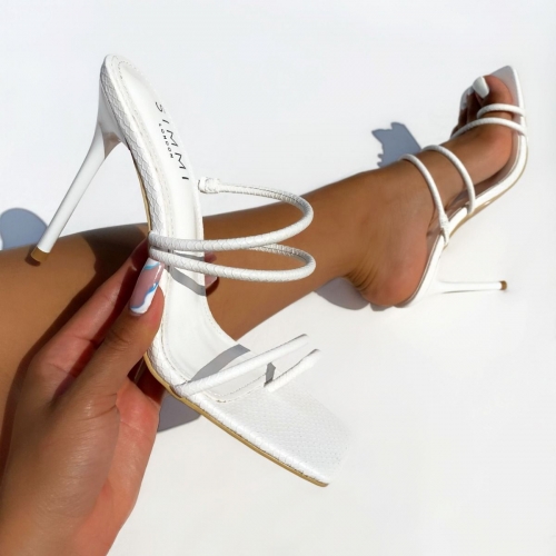 Fashion lace-up clip-toe high-heeled sandals