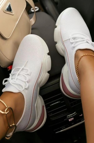 Casual Platform Pure Lace-Up Flyknit Sneakers