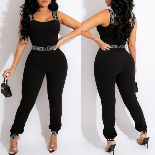 Sexy suspender letter casual Jumpsuit