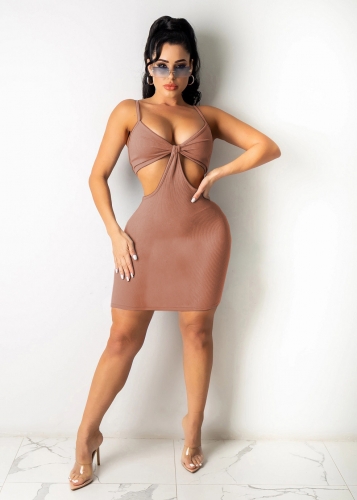 Pit strip suspender wrap chest hollowed out sexy dress